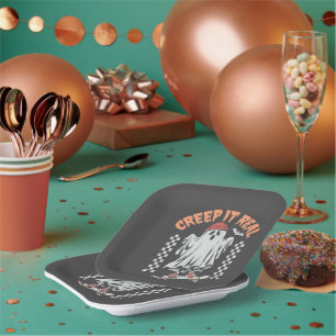 Echtes Retro-Halloween-Skate-Gespenst  Pappteller