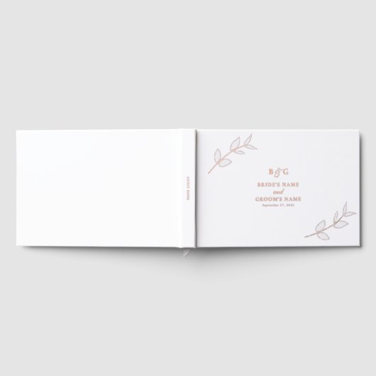 Echtes Rose-Gold-Foil-Blätter Monogram-Hochzeit Gästebuch (Voll)