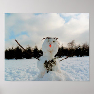 Echtes Schneemann-Foto Poster