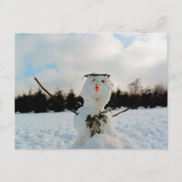 Echtes Schneemann-Foto Postkarte