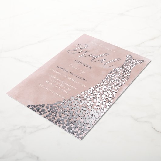Echtes Silber-Gürtel Wasserfarbe Brautparty Folieneinladung (Gedreht)