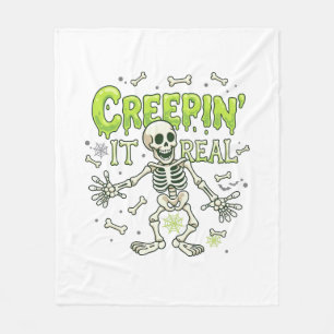 Echtes Skelett Halloween Knochen Spinne Wir Fleecedecke