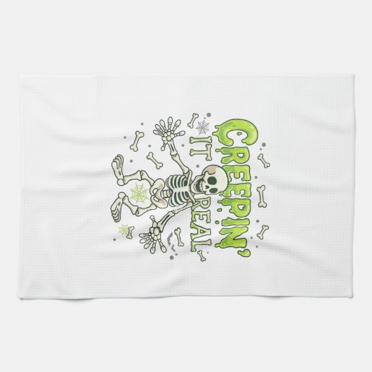 Echtes Skelett Halloween Knochen Spinne Wir Geschirrtuch (Horizontal)