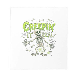 Echtes Skelett Halloween Knochen Spinne Wir Notizblock