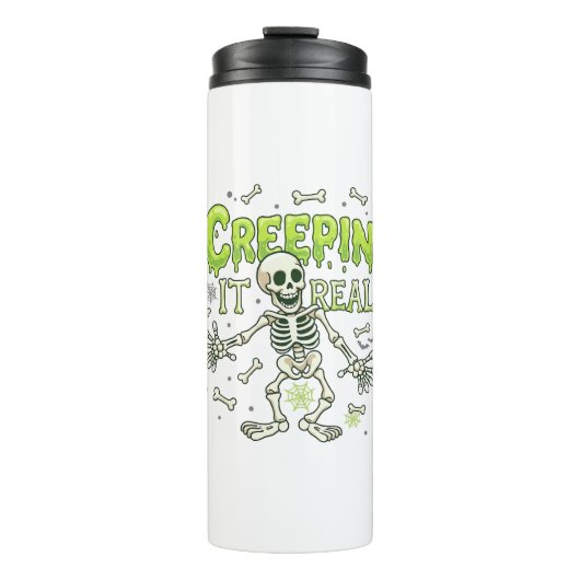Echtes Skelett Halloween Knochen Spinne Wir Thermosbecher (Vorderseite)