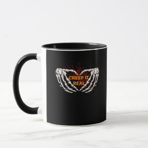 Echtes Skelett-Herz-Hand-Design für Gruselfans Tasse