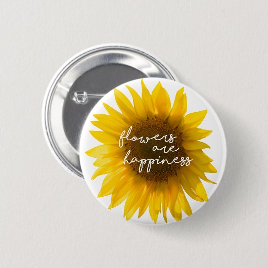 Echtes Sonnenblumen-Foto Feld Blumen sind Glück Button (Vorne & Hinten)