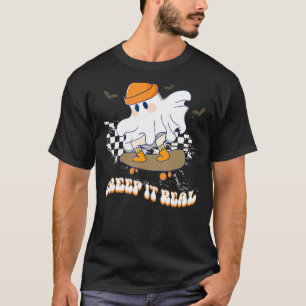 Echtes Vintage-Geist-Skateboarding mit T-Shirt