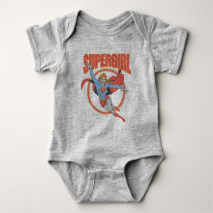Echtes Vintage-Supergirl-Flug-Grafik Baby Strampler