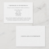 Echtheit der Schmuckbuchstaben, Vorlage der Besche Visitenkarte (Vorne/Hinten)