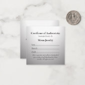 Echtheitsbescheinigung für Juweliersilber Mitteilungskarte (Vorderseite/Rückseite Beispiel)