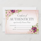 Echtheitsbescheinigung für Pflaumenblussel-Blume Dankeskarte (Vorderseite)