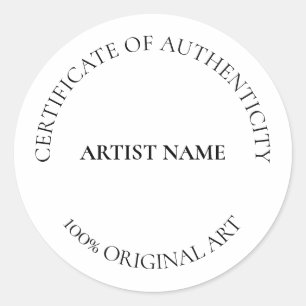 Echtheitszertifikat Anpassbare Art Runder Aufkleber