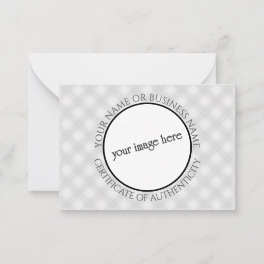 Echtheitszertifikat der Künstler Mitteilungskarte (Rückseite)