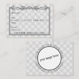 Echtheitszertifikat der Künstler Mitteilungskarte