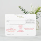 Echtheitszertifikat Einladung (Stehend Vorderseite)