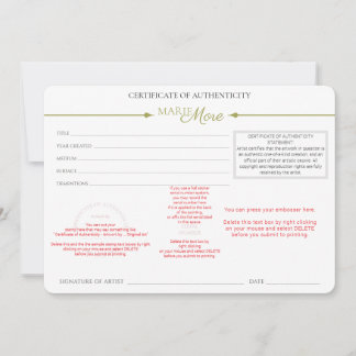 Echtheitszertifikat Einladung