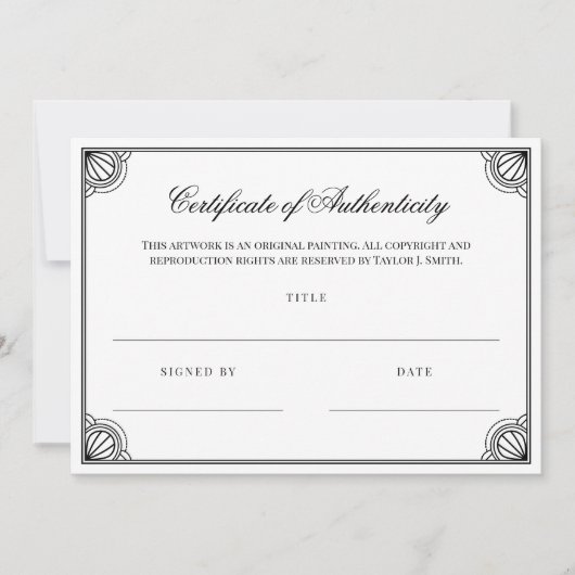 Echtheitszertifikat in einem eleganten Schwarzen R (Vorderseite)