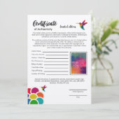 Echtheitszertifikat Limited Edition Print Karte (Stehend Vorderseite)