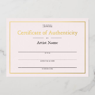 Echtheitszertifikat "Soft Pink Gold Foil" Folieneinladung