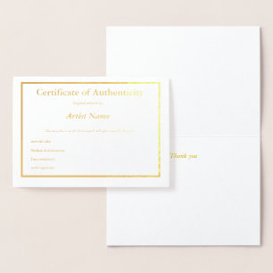 Echtheitszeugnis Art Foil Card Folienkarte