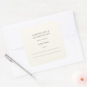 Echtheitszeugnis für Elfenbein auf der Art-Aufkleb Quadratischer Aufkleber (Umschlag)