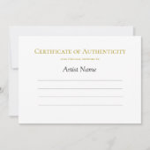 Echtheitszeugnis für Kunst, Minimalistisch Einladung (Vorderseite)