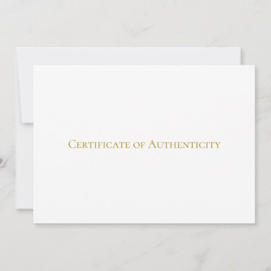 Echtheitszeugnis für Kunst, Minimalistisch Einladung (Rückseite)