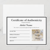 Echtheitszeugnis für Kunst mit Foto Einladung (Vorne/Hinten)