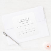 Echtheitszeugnis für Kunstwerke Quadratischer Aufkleber (Umschlag)