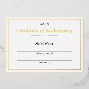 Echtheitszeugnis für personalisierte goldene Folie Folieneinladung