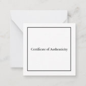 Echtheitszeugnis für Schmuck Mitteilungskarte (Rückseite)