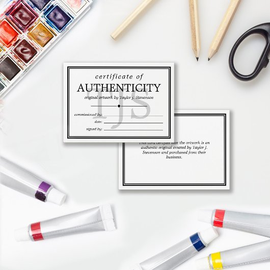 Echtheitszeugnis für Schwarz-weiße Monogramme