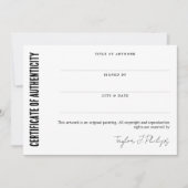 Echtheitszeugnis für schwarze Signaturen (Vorderseite)