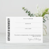 Echtheitszeugnis für schwarze Signaturen (Stehend Vorderseite)