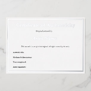 Echtheitszeugnis für Silberstreifen Folieneinladung