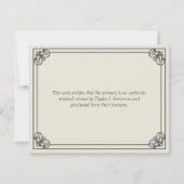 Echtheitszeugnis für Verzierte Rahmen (Rückseite)