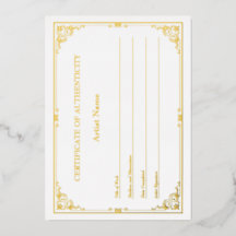 Echtheitszeugnis für viktorianische goldene Folien