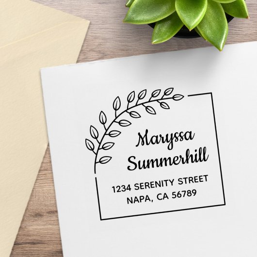 Ecke Branch Wreath-Rücksendeadresse Gummistempel