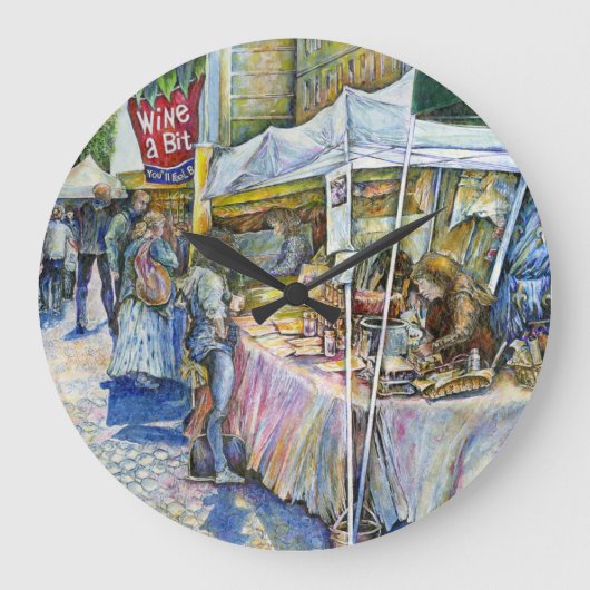 Ecke der FliegenSchweinezucht und Wein ein bissche Große Wanduhr (Vorderseite)