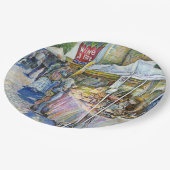 Ecke der FliegenSchweinezucht und Wein ein bissche Pappteller (Schrägansicht)