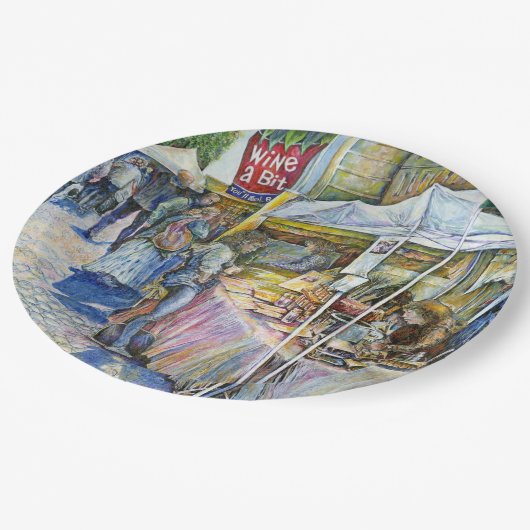 Ecke der FliegenSchweinezucht und Wein ein bissche Pappteller (Schrägansicht)