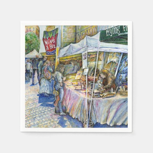 Ecke der Fliegenschweinfarm und Wein ein wenig. Serviette (Vorderseite)