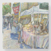 Ecke der Fliegenschweinfarm und Wein ein wenig. Steinuntersetzer (Vorderseite)