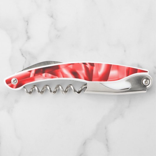 Ecke der geneigten Quadrate, rot bis weiß Kellnermesser (Rückseite)