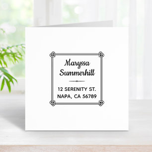 Ecke Herz geformt Knot Rahmen Adresse 1x1 Gummistempel