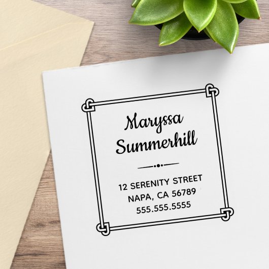 Ecke Herz geformt Knot Rahmen Adresse Gummistempel