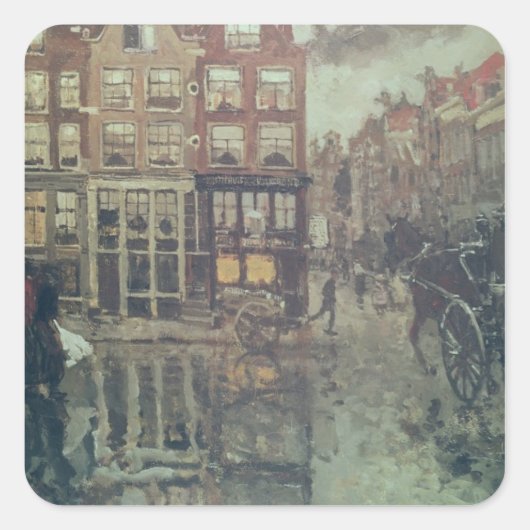Ecke Leidsche Square, Amsterdam Quadratischer Aufkleber (Vorderseite)