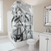 Ecke mit quadratischen Acrylteilen, grau bis weiß Duschvorhang (Beispiel)