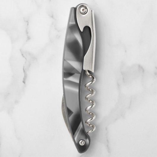 Ecke mit quadratischen Acrylteilen, grau bis weiß Kellnermesser (Rückseite)